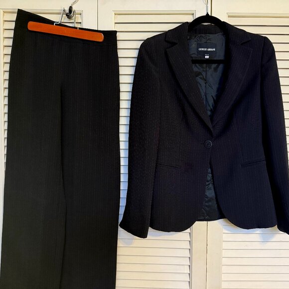 Rare Vintage 90s Giorgio Armani Borgo 21 Black 2 Piece Suit Size 2 EU 38 - Picture 1 of 15
